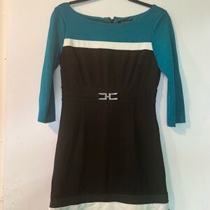 Gorgeous Black & Teal sz 6 White House Black Market dress